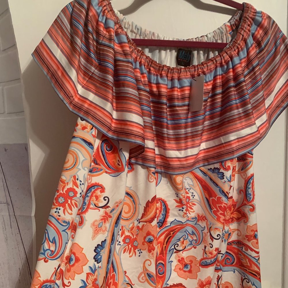 NWT MELY OFF SHOULDER TUNIC BLOUSE SZ L